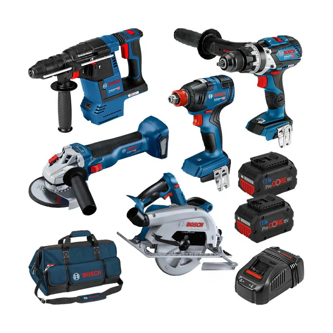 Bosch 18V 5pc 8.0Ah Brushless Cordless Combo Kit 0615990M70